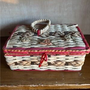 Woven Basket with Red Accents